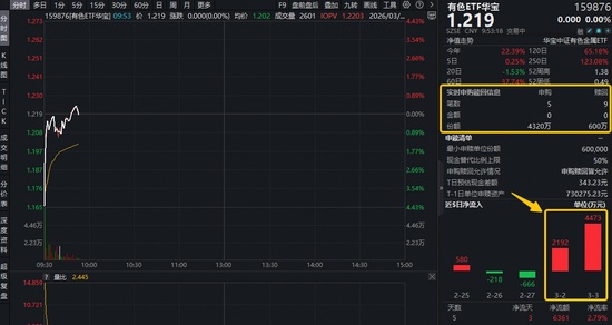  中东局势点燃HALO策略！铝价或超预期上涨！中国铝业涨近4百分号，有色ETF（159876）获资金实时净申购3720万份！ 新闻