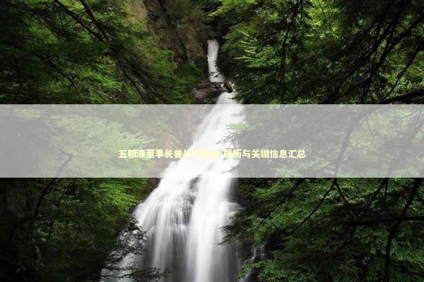 五粮液董事长曾从钦被查-履历与关键信息汇总 新闻