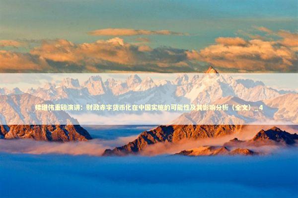 楼继伟重磅演讲：财政赤字货币化在中国实施的可能性及其影响分析（全文）_4 新闻